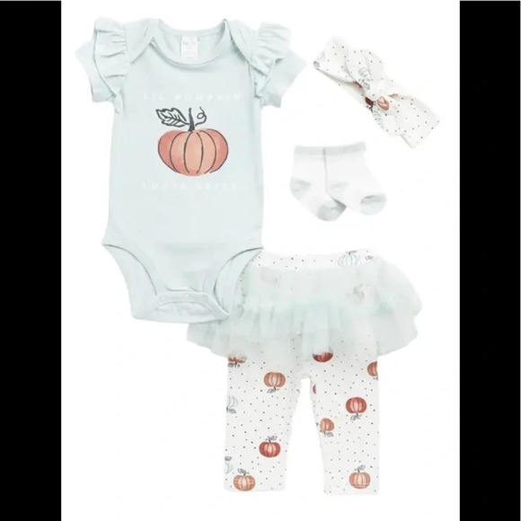 Petite Lem Other - 🎉HOST PICK🎉Petit Lem Lil Pumpkin Lotta Spice Print 4-Piece Set, Size 9 mos, NWT